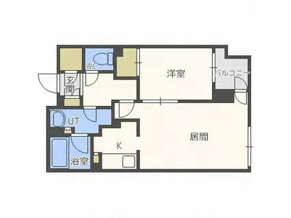 プライムメゾン南2条(1LDK/9階)の間取り写真