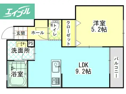 フォレスト庭瀬(1LDK/1階)の間取り写真