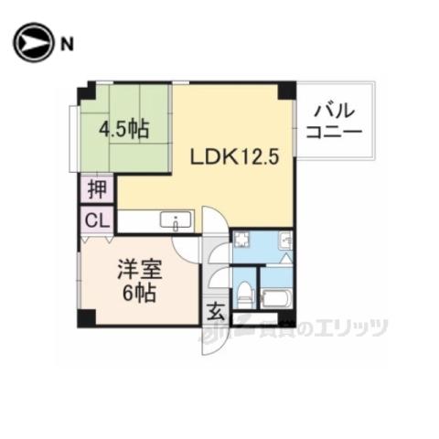 アーバンポート八木(2LDK/3階)の間取り写真