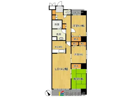 田畑英房ビル(3LDK/4階)の間取り写真