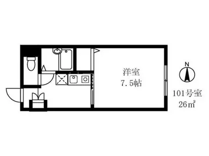 アパートメントカヤ中原(1K/1階)の間取り写真