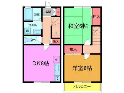 エクセル飯山満B(2DK/1階)の間取り写真