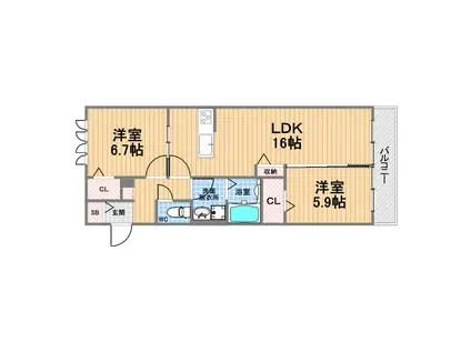 WELL HAPPY(2LDK/3階)の間取り写真