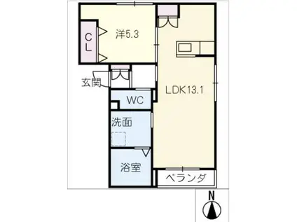 THE RITZ 中柴(1LDK/1階)の間取り写真