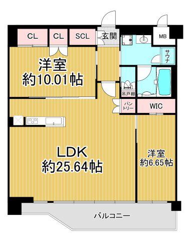 プレジオ宝塚ASIAN(2LDK/2階)の間取り写真