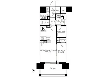 オーベルアーバンツ両国(1LDK/6階)の間取り写真