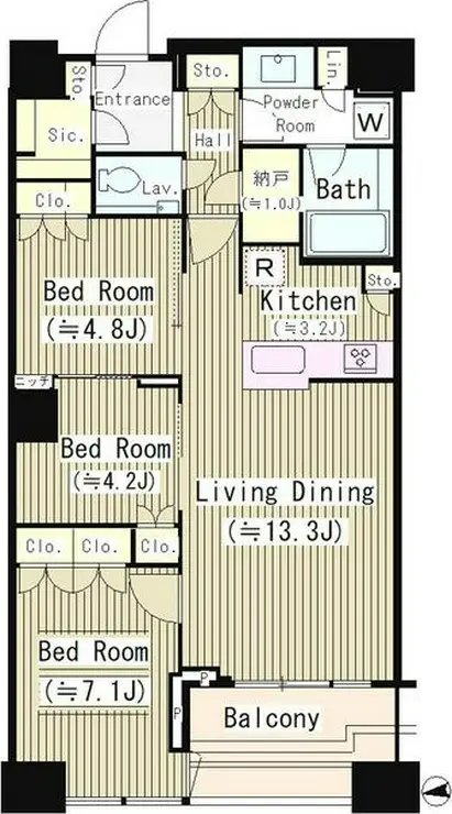 富久クロスコンフォートタワー 51階階 間取り