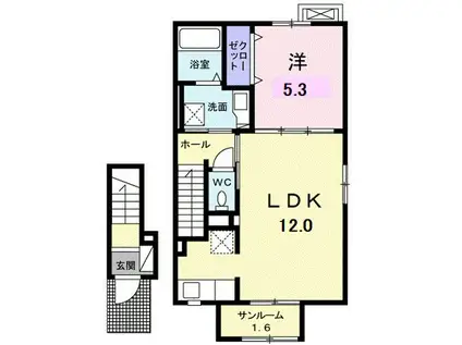 メンリッヒェン・ウッド(1LDK/2階)の間取り写真