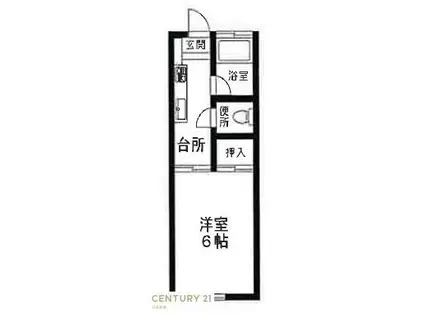 第二花村コーポ(1K/1階)の間取り写真