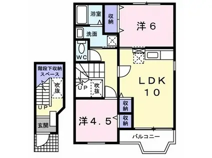 メゾンナカシマIIIA(2LDK/2階)の間取り写真