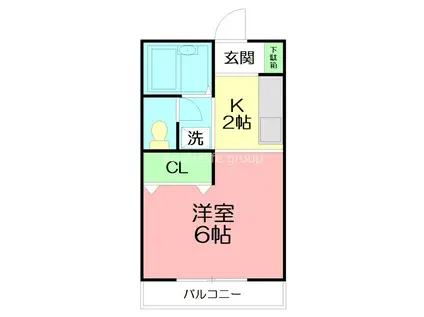 エスポワール(1K/1階)の間取り写真