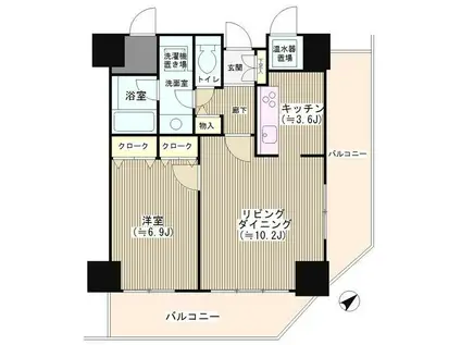 トレステージ目黒(1LDK/6階)の間取り写真