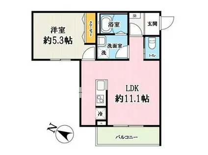 キャメル入間黒須(1LDK/2階)の間取り写真