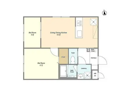 ウェルスクエアイズム上北沢(2LDK/4階)の間取り写真