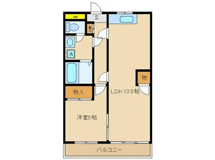ハイツナガイ(1LDK/3階)の間取り写真