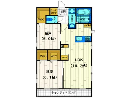 メゾン イル ウエスト(1SLDK/3階)の間取り写真