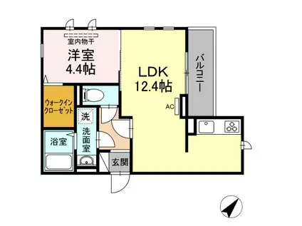 クレストヴェール清水(1LDK/1階)の間取り写真