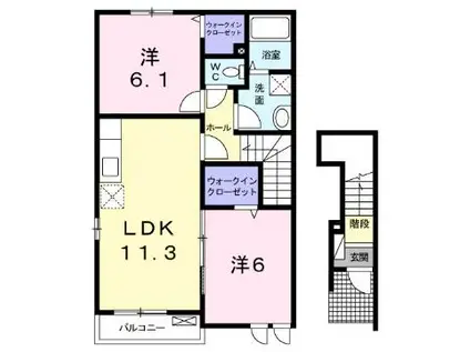 サンヒルズM II(2LDK/2階)の間取り写真
