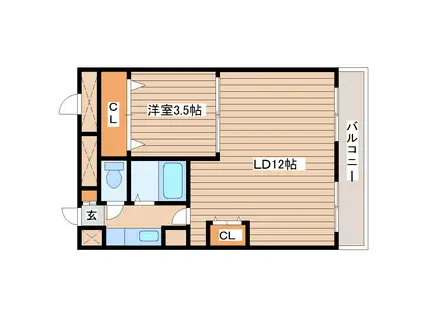 ベルシティ新寺(1LDK/4階)の間取り写真