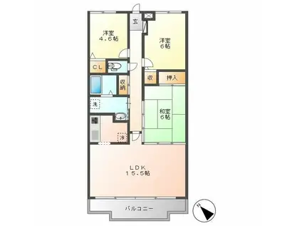 エレガンス春日部(3LDK/3階)の間取り写真