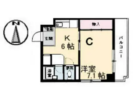 ファミーユ倉田(1K/2階)の間取り写真