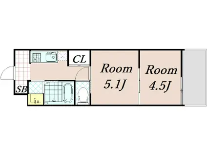 アドバンス京都リエートI(2K/2階)の間取り写真