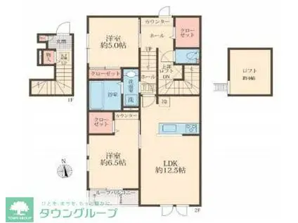 COLORS WING-A A(2LDK/1階)の間取り写真