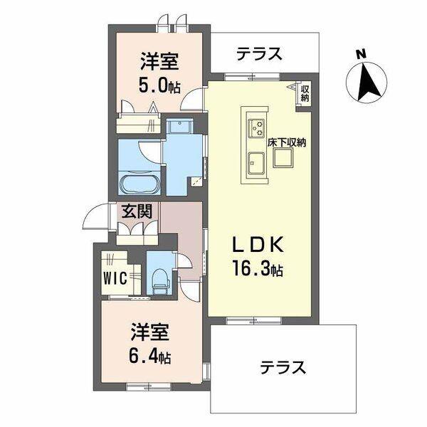 グランステラ鳳(2LDK/1階)の間取り写真