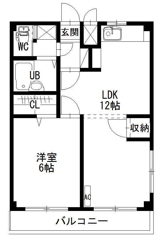 さくらフォレスト手城(1LDK/2階)の間取り写真