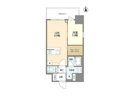 リヴェント難波ウエスト(1LDK/6階)の間取り写真