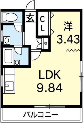 カーサセルベ(1LDK/2階)の間取り写真