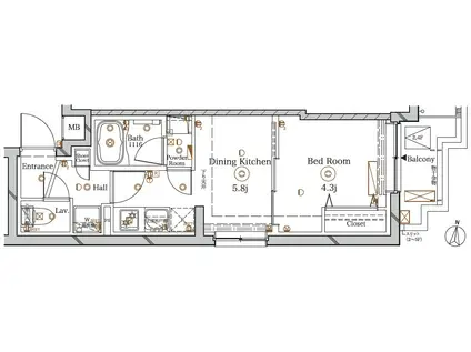APPARENCE板橋本町(1DK/3階)の間取り写真
