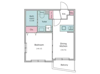 レジディア世田谷若林(1DK/2階)の間取り写真