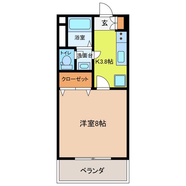 リバーサイド下田 A棟(1K/1階)の間取り写真