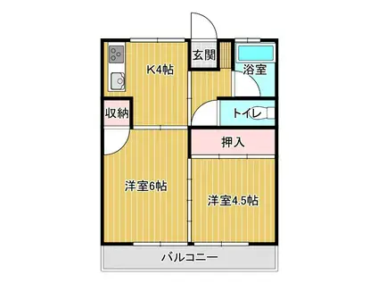 一瀬ハイツ(2K/1階)の間取り写真