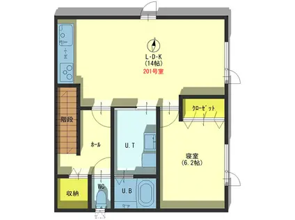 サイトウG(1LDK/2階)の間取り写真