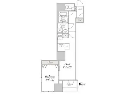 プレール・ドゥーク錦糸公園前(1LDK/5階)の間取り写真