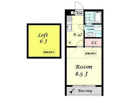 サンヴィアーレNAKAII(1K/1階)の間取り写真