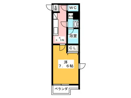 エス・ライズ中山(1K/6階)の間取り写真