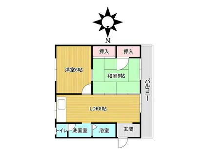 清松アパート(2LDK/3階)の間取り写真