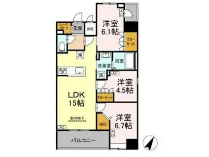 藤和ハイタウン和白丘II(2LDK/10階)の間取り写真