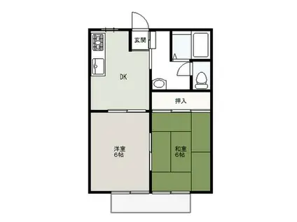 コーポイーストウッド(2DK/2階)の間取り写真