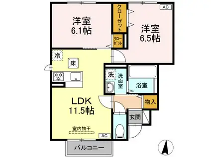 ファミーユ ブラン(2LDK/1階)の間取り写真