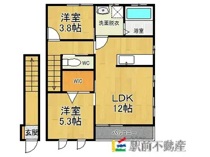 リリーコート(2LDK/2階)の間取り写真