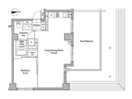 コートレアル三田綱町(1LDK/5階)の間取り写真