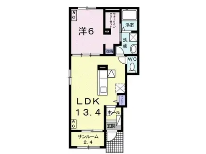 フィア クレー(1LDK/1階)の間取り写真