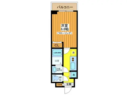 ガーラ・ヒルズ目黒東山(1K/4階)の間取り写真