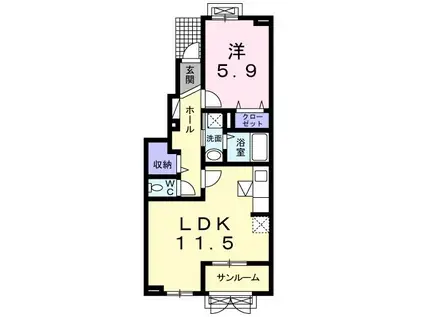 メゾン ド アンジュII(1LDK/1階)の間取り写真