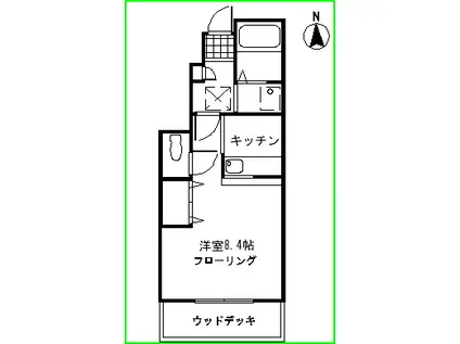 ティンクハウスA棟(1K/1階)の間取り写真