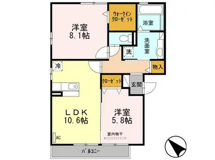 ミルキーウェイ(2LDK/3階)の間取り写真